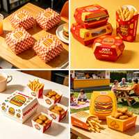 Cajas de Hamburguesas de Papel Kraft Longyi Personalizadas con Relieve y Materiales Reciclados, de Shandong, con Logotipo Personalizado