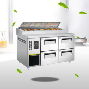 Réfrigérateur-congélateur <span class=keywords><strong>avec</strong></span> plateau en verre - <span class=keywords><strong>Table</strong></span> de préparation de salades et de sandwichs commerciale <span class=keywords><strong>avec</strong></span> refroidisseur intégré - Product Image 6