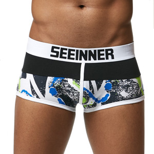 Biancheria intima Sport Boxer Mens Rigonfiamento di Stampa Laser Cut Sexy Mini Slip Senza Soluzione di Continuità Degli Uomini Del Cotone Heren Sollievo In Lattice Supporter Dei Caraibi Boxer - Product Image 4