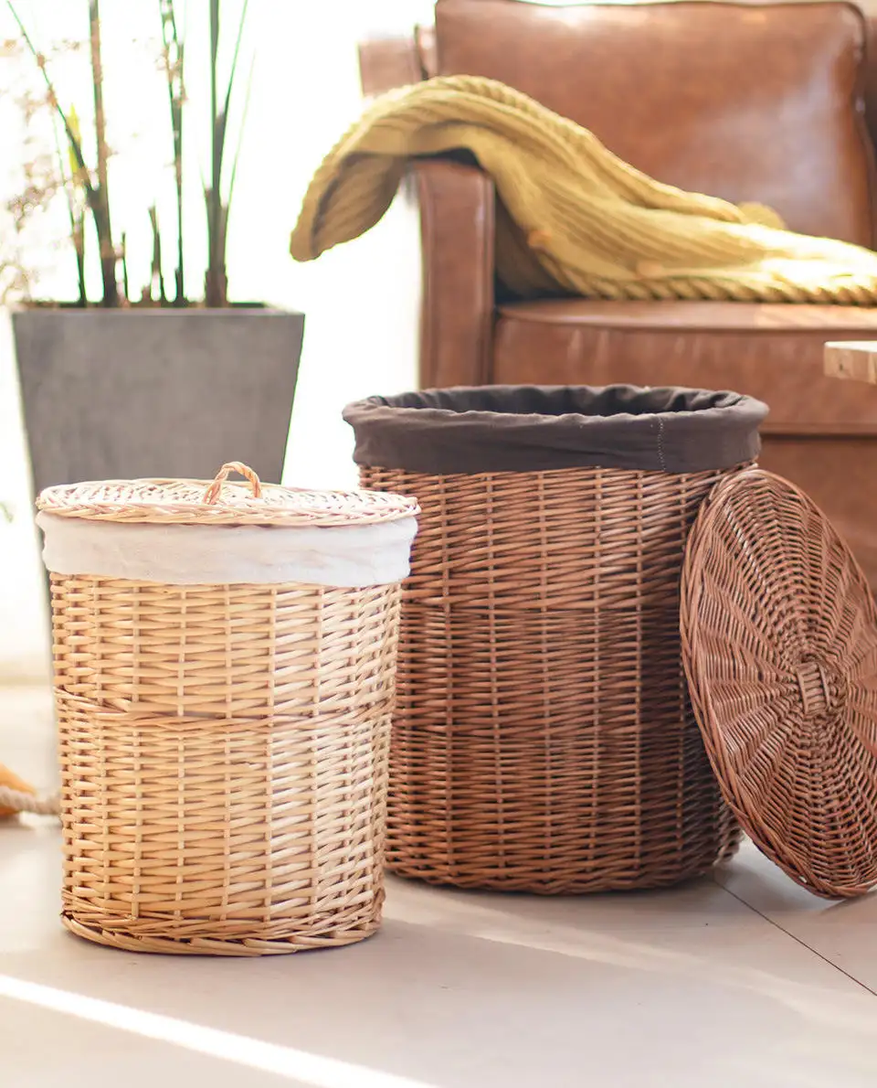 Lớn wicker mây dệt đan bẩn quần áo đồ chơi phòng tắm mây giặt giỏ