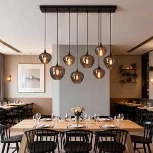 <span class=keywords><strong>Lampadario</strong></span> a Grappolo in Vetro <span class=keywords><strong>Grigio</strong></span> Fumé a 8 Luci, Stile Nordico Moderno, Personalizzabile per Ristoranti, Bar e Isole Cucina - Product Image 3