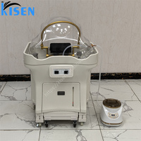 Bac à shampoing populaire pour spa capillaire, mobilier de salon, fauteuil de lavage de cheveux avec deux réservoirs d'eau et chauffage pour salon de beauté