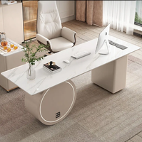 Bureau d'étude minimaliste italien moderne, bureau d'ordinateur pour la maison, table d'écriture, bureau en bois multicouche résistant à l'eau avec rangement, idéal pour villa