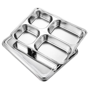 304 Stainless Steel Food Tray 5 Compartment Deepened Serving Tray For School Cafeteria And Fast Food Use - Product Image 3