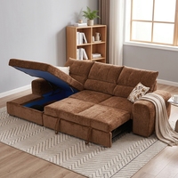 Modernes Luxuriöses 3-Sitzer Ausziehbares Graues Stoff-Schlafsofa-Set für Wohnzimmer, Hotel, Schlafzimmer oder Apartment-Nutzung