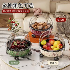Fruit Bowl With Lid <b>Round</b> Large Capacity Dustproof Storage Tray For Home Living Room Coffee <b>Table</b> Snack Container - Product Image 2