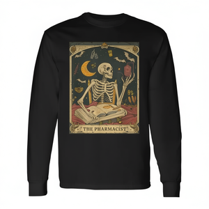 Camiseta de manga larga con diseño de tarot de esqueleto de farmacéutico, diseño para estudiantes de medicina y técnicos de farmacia - Product Image 2