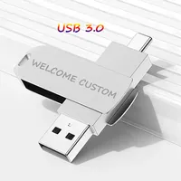 Custom 2,0 3,0 Pen Drive de lujo de metal Otg Memorias de alta velocidad 16GB 32GB 64GB 128GB 256GB 512GB Tipo C Flash Drive USB Flash Drive