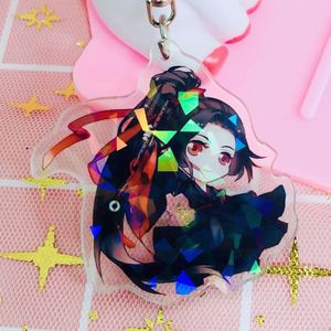 Porte-clés personnalisé en acrylique découpé au laser double face, motif anime mignon, porte-clés en plastique pailleté dessin animé, breloque en acrylique époxy - Product Image 5