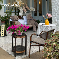Ensemble Table et Chaises d'Extérieur Design Compact 4 Places, Vente Flash, en Rotin, pour Balcon, Mobilier Café