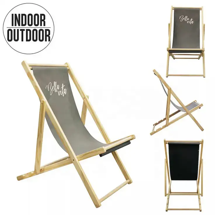 Chaises design personnalisé en tissu pour l'extérieur le jardin, la piscine et la mer Chaises longues de plage modernes Chaises longues pliantes en bois pour la plage