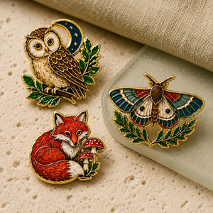Badges en métal personnalisés en gros, motifs animaux de la forêt en relief, épingles détaillées pour vestes et sacs à dos - Product Image 3