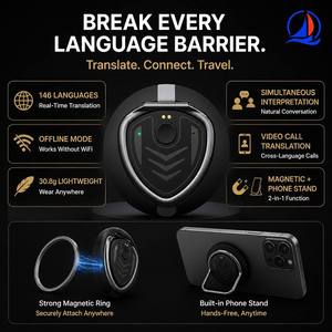 Traductor Inteligente con IA, Traducción <span class=keywords><strong>en</strong></span> Tiempo Real sin Conexión, Interpretación Simultánea, Traducción de Videollamadas, Soporte Magnético <span class=keywords><strong>para</strong></span> Teléfono - Product Image 2