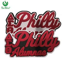 Écusson thermocollant brodé en chenille Philly Alumnae DST Sorority Oo-oop Delta Greek 1913 Elephant 1913 Couleur personnalisée Deux couleurs