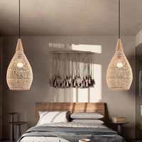 Lampe suspendue en rotin tissé à la main véritable naturel rustique Vintage pour la décoration intérieure hôtel Restaurant lustres lumières