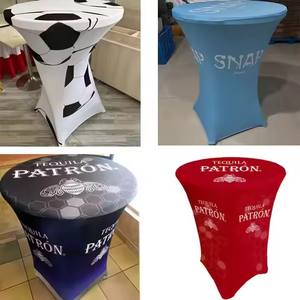 Offre Spéciale personnalisé rond Spandex <span class=keywords><strong>Table</strong></span> vêtements fête en plein air élastique housses Cocktail Stretch Bar <span class=keywords><strong>Table</strong></span> couvre pour mariage - Product Image 4