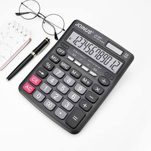 Calculadora Electrónica Joinus Js-881 de 12 Dígitos, Alimentada por Energía Solar, Tipo Financiero para Oficina, Color Negro - Product Image 1