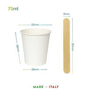 Bicchieri da caffè in cartone bianco da 75 ml con coperchi in PS per asporto - Product Image 2