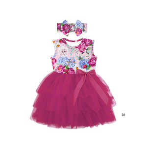 Robes tutu roses 3 couches, motif floral, tenue de soirée, pour petite fille, bas prix, nouvelle collection - Product Image 4