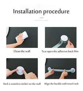 Bán Buôn Treo Tường ABS Khăn Bar Non-Trace Tự Dính Phòng Tắm Móc Áo Với Móc Và Dép Đi Trong Nhà Giá Nhựa Khăn Kệ - Product Image 6