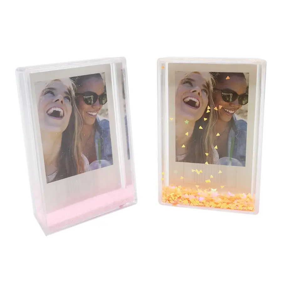 liquid photo frame for instant fuji film 2.1x3.4" shaking glitter picture frame sparkling instax mini photo frame