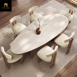 Tavolo da Pranzo Ovale in Legno di <span class=keywords><strong>Noce</strong></span> Stile Nordico Retrò Moderno per Mobili da Casa e Cucina Uso Ristorante - Product Image 1