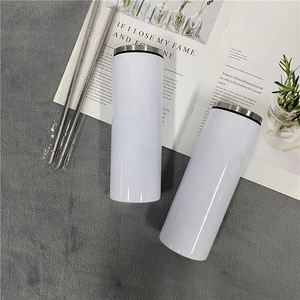 <b>Double</b> <b>Walled</b> Thermos <b>Mug</b> Keeps Drinks Hot Cold 20 Oz Stainless Steel Skinny Tumbler With Splash Proof Lid and Metal Straw - Product Image 3