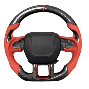 Volant sport en fibre de carbone véritable à fond plat et alcantara personnalisé <span class=keywords><strong>rouge</strong></span> pour Land Rover Range Rover Discovery Sport - Product Image 3