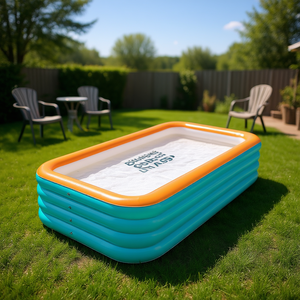 Piscine gonflable Bluebeach 125,2 pouces, PVC 4 couches, pour extérieur, jardin, fête, bordure orange - Product Image 2