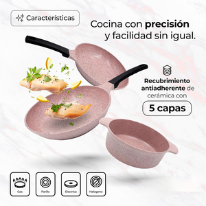 Juego de Ollas y Sartenes Modernas con Revestimiento Cerámico, Asas de Baquelita Suaves al Tacto, Tapas de Vidrio Transparente, Juego de Utensilios de Cocina de Aleación de Aluminio Fundido para Gas - Product Image 6
