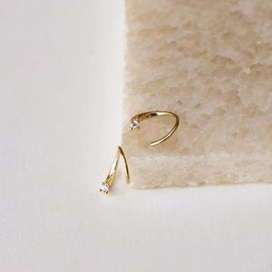 French Style Minimalist <b>Cuff</b> <b>Earrings</b> Gold Geometric Design Zircon Inlay Everyday Wear - Product Image 5