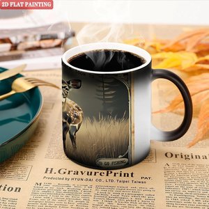 <b>Ceramic</b> <b>Mug</b> 11oz Frosted Black Color Changing Magic Cup With Deer Hunting Design For Outdoor Enthusiasts - Product Image 5