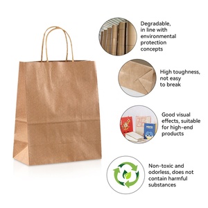 Sacs en papier kraft imprimés orange personnalisés RUIQI, sacs d'emballage <span class=keywords><strong>de</strong></span> marchandises pliables, recyclables, résistants, en gros, épaissis, BSCI - Product Image 3