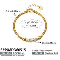 Bracelet chaîne serpent en acier inoxydable pour femme, plaqué or 18 carats et argent, perles pavées de zirconiums cubiques, inaltérable, étanche, bijoux de mode