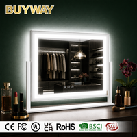 Grand miroir de maquillage rectangulaire à LED avec 3 couleurs, gradation progressive, tactile, rechargeable Type-C, pour salon, hôtel, vente en gros