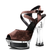 Sandales à talons hauts de 14 cm à bout ouvert, style exotique, pour pole dance, boîte de nuit, modèle sexy, BDSM, fétiche du lit, fétiche, paillettes, chaussures à talons pour femmes
