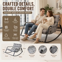 Fauteuil à bascule double d'intérieur, structure en fer, assise large avec coussin en polyester, balançoire de loisirs 2 places pour salon et balcon