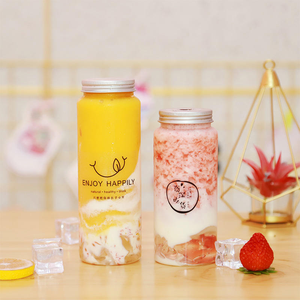 Botellas de Plástico PET Vacías de 300ml, 400ml, 500ml, Forma Cilíndrica, a Prueba de Fugas, para Jugo, Bebidas, Refrescos, Té Boba, con Impresión Serigrafiada - Product Image 2