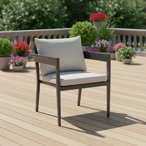 Silla de Comedor Moderna de Aluminio para Exteriores con Cojines, Cómoda, Portátil, Ligera, Resistente y Impermeable para Uso en Villas y Parques - Product Image 1