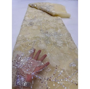 Tela de Encaje de Tul Francés con Lentejuelas de Poliéster Ecológico y Bordado de Flores 3D, Alta Calidad, Gran Venta para <span class=keywords><strong>Vestidos</strong></span> de Mujer - Product Image 5