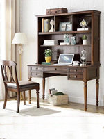Bureau d'ordinateur en bois avec tiroirs, surface en bois de caoutchouc, design multifonctionnel pour bureau à domicile et étude des enfants