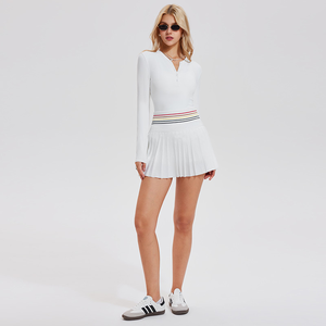 Nuovi Design 2026: Set da Tennis per Donne con Gonne Plissettate e Maglie a Maniche Lunghe, Set Sportivi con Gonne a Vita Alta in Maglia, Taglie dalla S alla XXXL Disponibili - Product Image 3