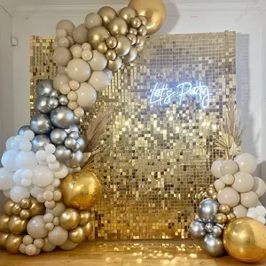 Pannello a griglia trasparente colore oro fare clic insieme pannello a parete con paillettes luccicanti 3D ad incastro per la decorazione della festa di compleanno di nozze