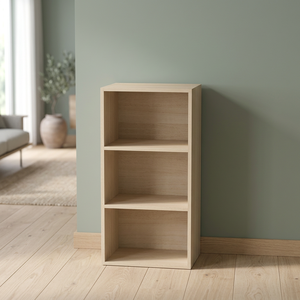 High Quality FURNIZONE 1612 Modern Wood 3 Tier Open Shelf Storage <b>Cabinet</b> Compact Living Room Bookcase Organizer Honey Oak - Product Image 3