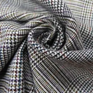 Özelleştirilmiş ekose tasarım ağır 240GSM anti-statik iplik boyalı Polyester Rayon Spandex dokuma kontrol elbise kumaş