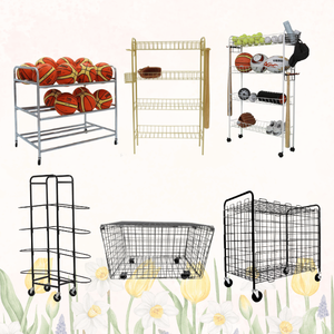 Multifunctional Metal Ball Cart Wheels Convenient Standing Type Storage Holder Custom Logo <b>Printed</b> Product <b>Racks</b> OEM ODM Welcome - Product Image 2