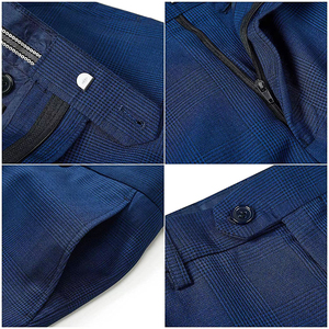 Personalizzazione avanzata <span class=keywords><strong>blu</strong></span> <span class=keywords><strong>doppiopetto</strong></span> 3 pezzi abiti da uomo Business Wedding & blazer - Product Image 6