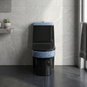 WC monobloc en céramique Vistaar double couleur, cuvette carrée, réservoir encastré, chasse d'eau à double jet, fixation au sol - Product Image 4