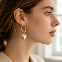 Boucles d'oreilles pendantes en forme de cœur en U bicolores or et argent, plaqué or 18 carats, en acier inoxydable, bijoux minimalistes pour femmes au quotidien