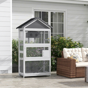 Wood Luxury <b>Bird</b> House with <b>Stands</b> for Large <b>Birds</b>-Removable Secure Spacious-Outdoor Use-Grey - Product Image 2